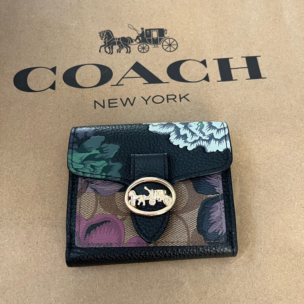 Coach Georgie X Kaffe Fassett Floral Mini Wallet. Limited Edition